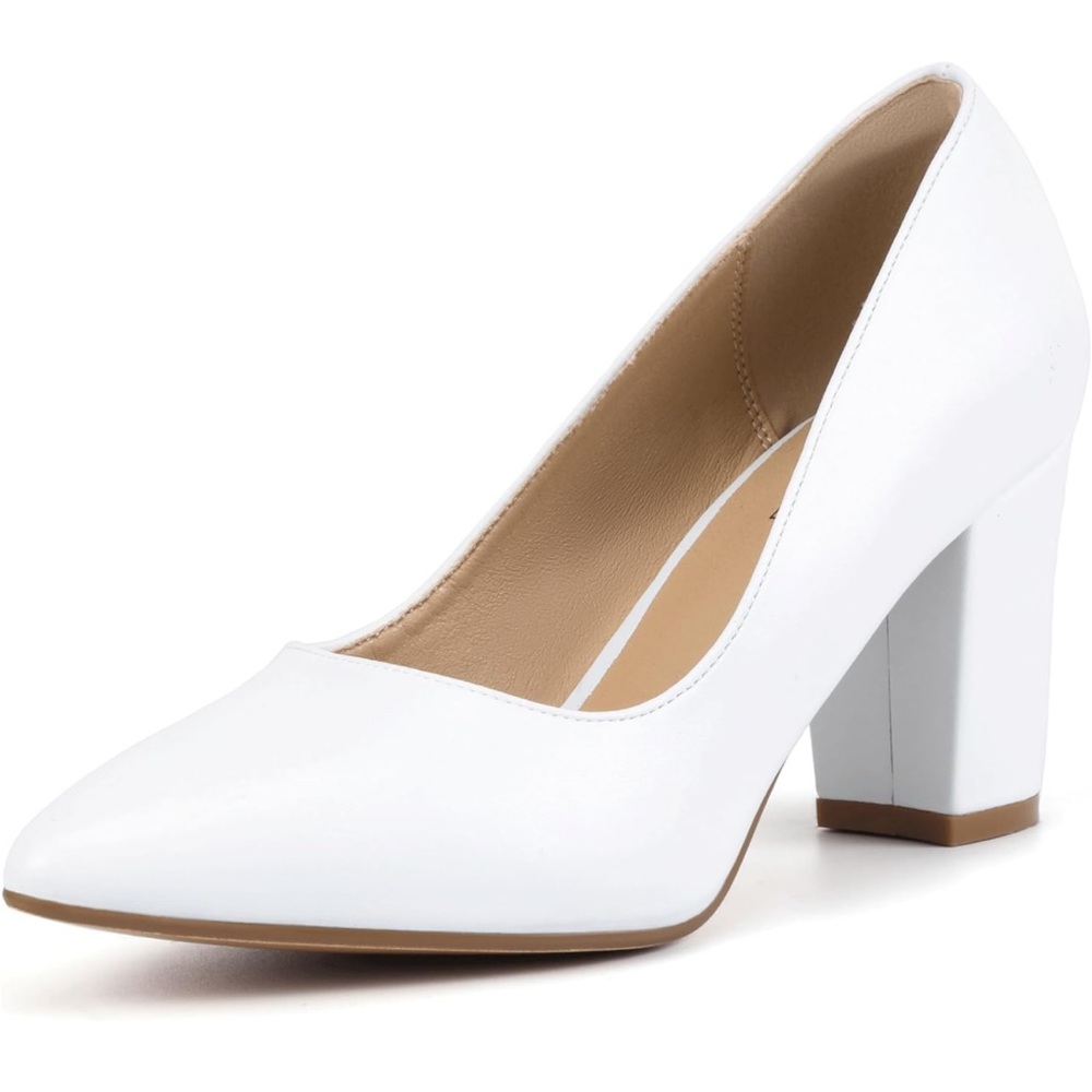 IDIFU White Closed-Toe Pumps